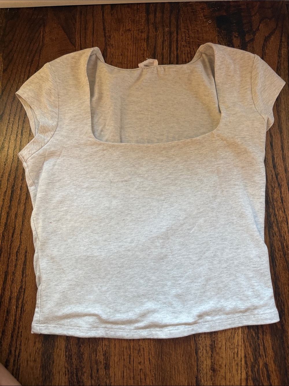 Women's Square Neck Short Sleeve Garage Top - Light Gray